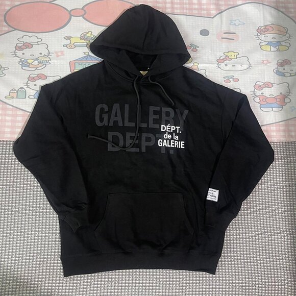 Gallery Dept Logo Hoodie Black - Picture 1 of 9